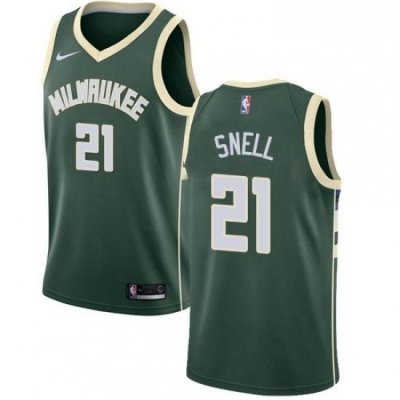 Mens Nike Milwaukee Bucks 21 Tony Snell Swingman Green Road NBA Jersey Icon Edition