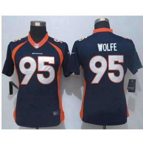 Nike Broncos #95 Derek Wolfe Blue Alternate Womens Stitched NFL New Limited Jersey