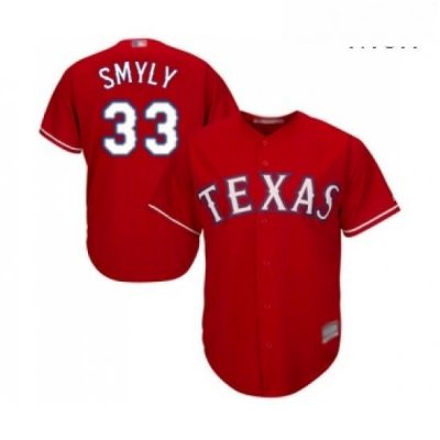 Mens Texas Rangers 33 Drew Smyly Replica Red Alternate Cool Base Baseball Jersey