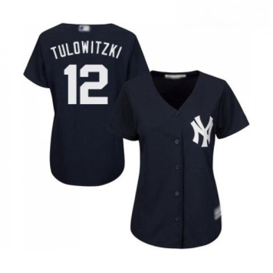 Womens New York Yankees 12 Troy Tulowitzki Authentic Navy Blue Alternate Baseball Jersey