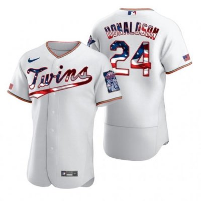 Men Minnesota Twins 24 Josh Donaldson Men Nike White Fluttering USA Flag Limited Edition Flex Base MLB Jersey