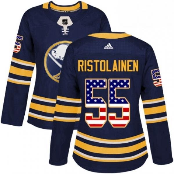 Womens Adidas Buffalo Sabres 55 Rasmus Ristolainen Authentic Navy Blue USA Flag Fashion NHL Jersey