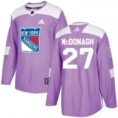 Youth Adidas New York Rangers 27 Ryan McDonagh Authentic Purple Fights Cancer Practice NHL Jersey