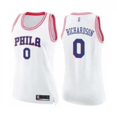 Womens Philadelphia 76ers 0 Josh Richardson Swingman White Pink Fashion Basketball Jersey