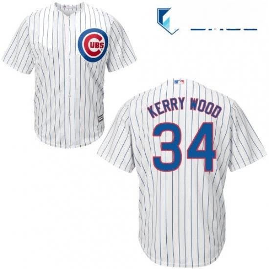 Mens Majestic Chicago Cubs 34 Kerry Wood Replica White Home Cool Base MLB Jersey