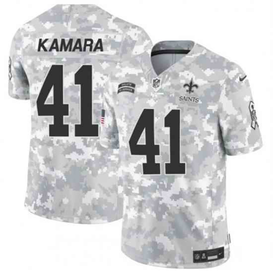 Youth New Orleans Saints 41 Alvin Kamara 2024 F U S E Arctic Camo Salute To Service Limited Stitched Football Jersey