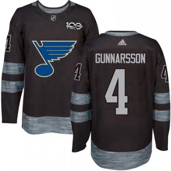 Mens Adidas St Louis Blues 4 Carl Gunnarsson Authentic Black 1917 2017 100th Anniversary NHL Jersey