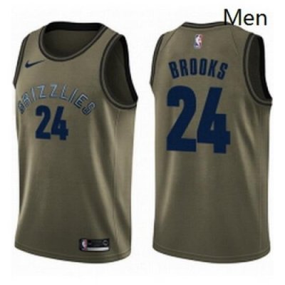 Mens Nike Memphis Grizzlies 24 Dillon Brooks Swingman Green Salute to Service NBA Jersey