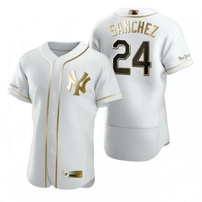 NeW York Yankees 24 Gary Sanchez White Nike Mens Authentic Golden Edition MLB Jersey