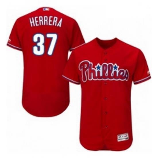 Mens Majestic Philadelphia Phillies 37 Odubel Herrera Red Alternate Flex Base Authentic Collection MLB Jersey