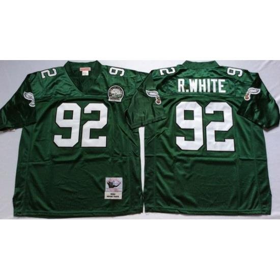 Men Philadelphia Eagles 92 Reggie White Green M&N Throwback Jersey