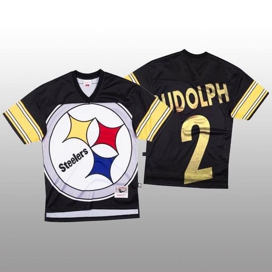 NFL Pittsburgh Steelers 2 Mason Rudolph Black Men Mitchell  26 Nell Big Face Fashion Limited NFL Jersey