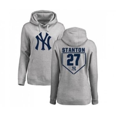 MLB Women Nike New York Yankees 27 Giancarlo Stanton Gray RBI Pullover Hoodie