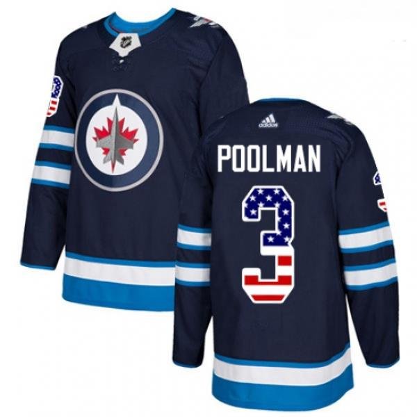 Youth Adidas Winnipeg Jets 3 Tucker Poolman Authentic Navy Blue USA Flag Fashion NHL Jersey