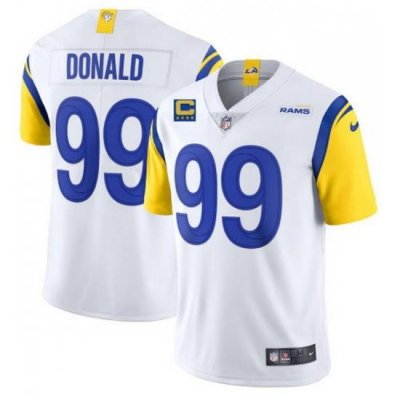 Men Los Angeles Rams 99 Aaron Donald 2022 White With 4 Star C Patch Vapor Untouchable Limited Stitched Jersey