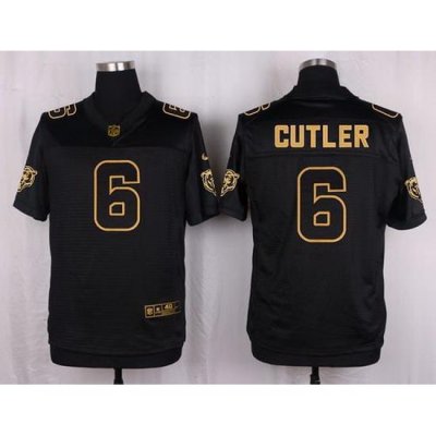 Nike Bears #6 Jay Cutler Black Mens Stitched NFL Elite Pro Line Gold Collection Jersey