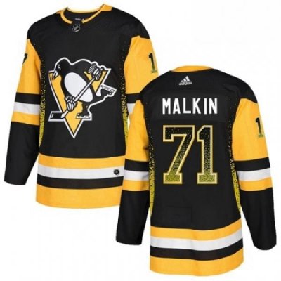 Mens Adidas Pittsburgh Penguins 71 Evgeni Malkin Authentic Black Drift Fashion NHL Jersey