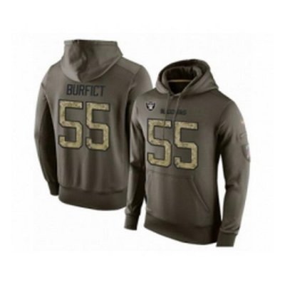 Football Mens Oakland Raiders 55 Vontaze Burfict Green Salute To Service Pullover Hoodie