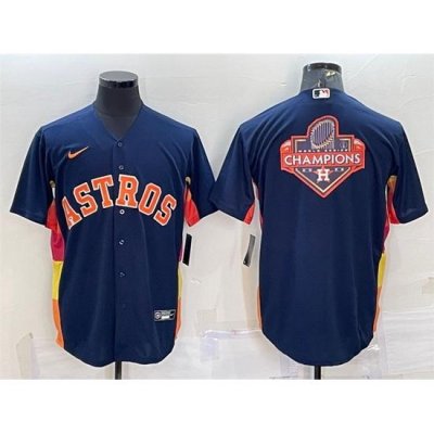 Men Houston Astros Navy 2022 World Series Champions Team Big Logo Cool Base Stitched Jersey