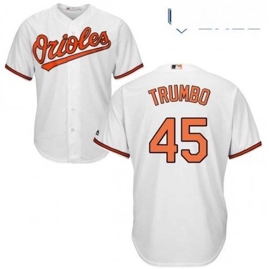 Youth Majestic Baltimore Orioles 45 Mark Trumbo Authentic White Home Cool Base MLB Jersey