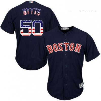 Mens Majestic Boston Red Sox 50 Mookie Betts Replica Navy Blue USA Flag Fashion Road Cool Base MLB Jersey