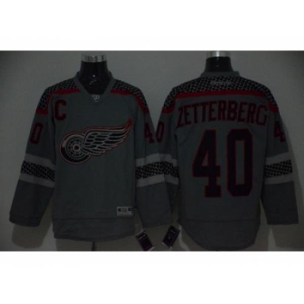 NHL detroit red wings #40 Henrik Zetterberg Charcoal Cross Check Fashion jerseys