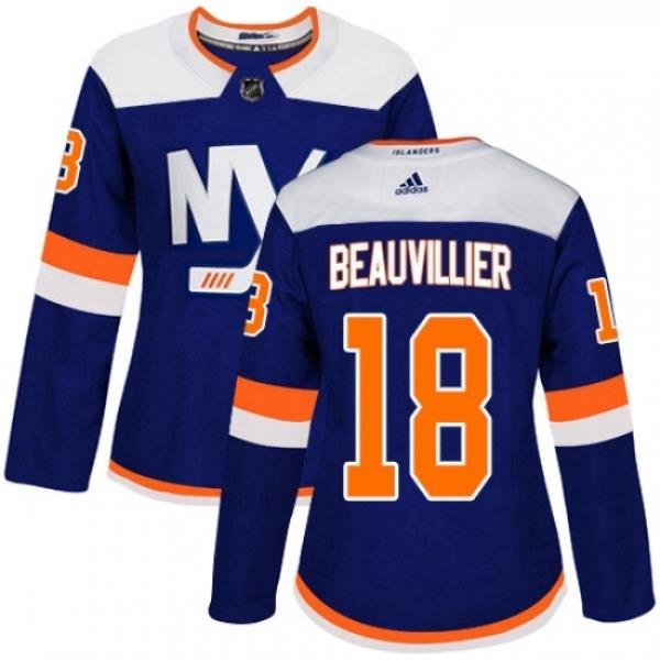 Womens Adidas New York Islanders 18 Anthony Beauvillier Premier Blue Alternate NHL Jersey