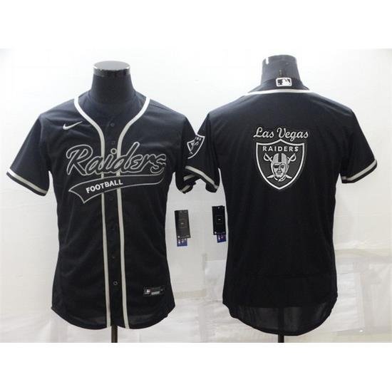 Men Las Vegas Raiders Black Team Big Logo With Patch Flex Base Stitched Baseb