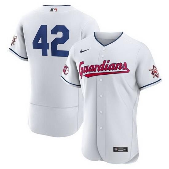 Men Cleveland Guardians 42 Jackie Robinson White Flex Base Stitched jersey