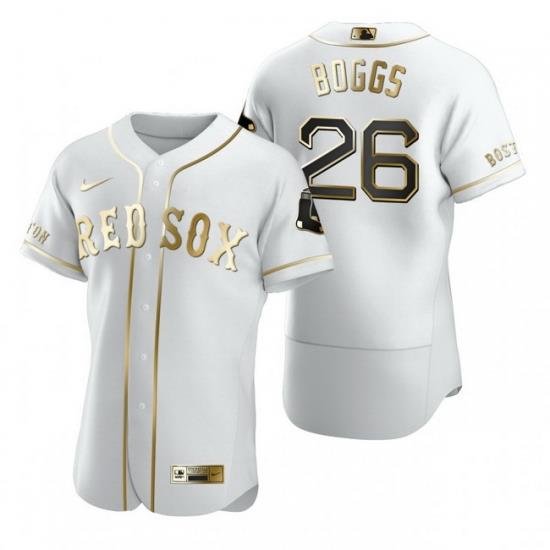 Boston Red Sox 26 Wade Boggs White Nike Mens Authentic Golden Edition MLB Jersey