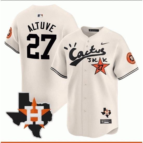 Men Houston Astros 27 Jose Altuve Cactus Jack Vapor Premier Limited Stitched Baseball Jersey