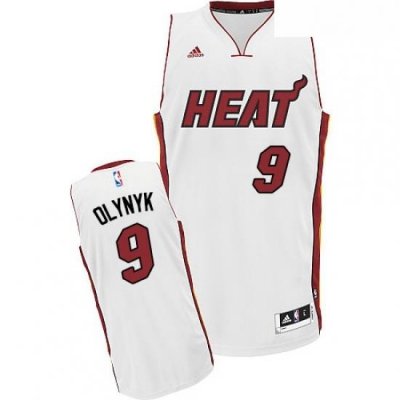 Mens Adidas Miami Heat 9 Kelly Olynyk Swingman White Home NBA Jersey