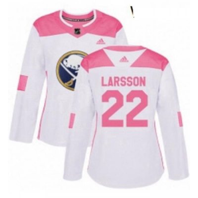 Womens Adidas Buffalo Sabres 22 Johan Larsson Authentic WhitePink Fashion NHL Jersey