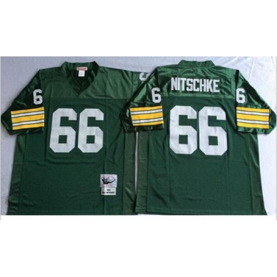 Mitchell&Ness 1966 Packers 66 Ray Nitschke Green Throwback Stitched NFL Jersey