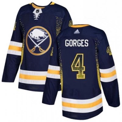 Mens Adidas Buffalo Sabres 4 Josh Gorges Authentic Navy Blue Drift Fashion NHL Jersey