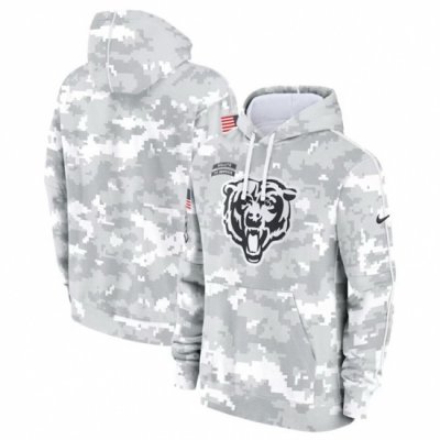 Men Chicago Bears 2024 Arctic Camo Salute To Service Club Fleece Pullover Stitched Hoodie