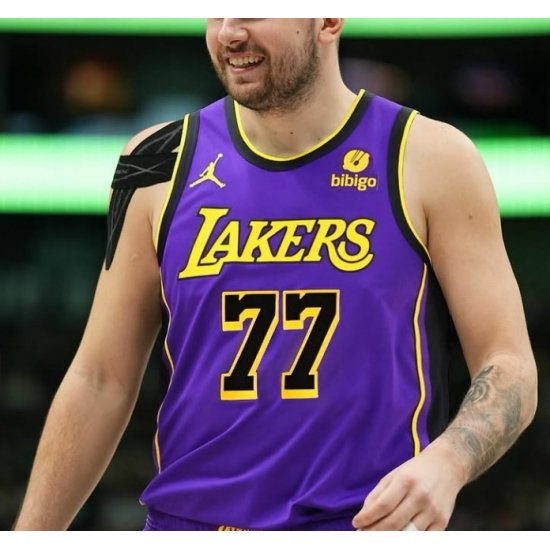 Men Los Angeles Lakers Luka Doncic #77 Purple Stitched NBA Jersey