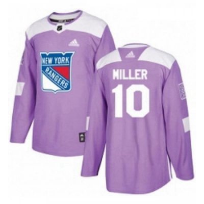 Youth Adidas New York Rangers 10 JT Miller Authentic Purple Fights Cancer Practice NHL Jersey