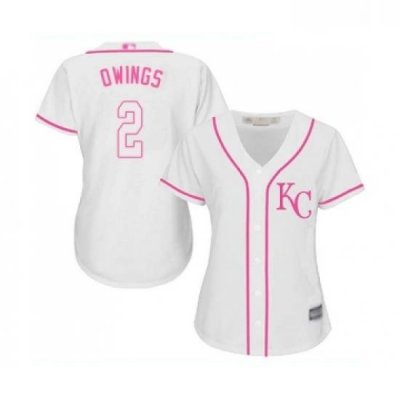 Womens Kansas City Royals 2 Chris Owings Replica White Fashion Cool Base Baseball Jersey