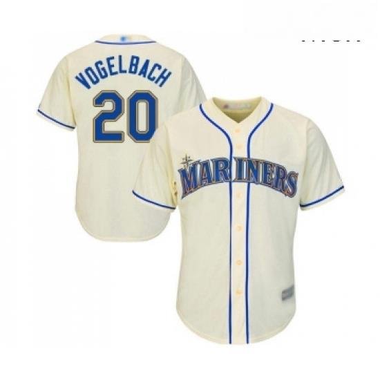 Mens Seattle Mariners 20 Dan Vogelbach Replica Cream Alternate Cool Base Baseball Jersey