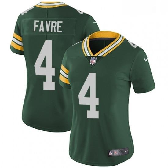 Womens Nike Green Bay Packers 4 Brett Favre Green Team Color Vapor Untouchable Limited Player NFL Jersey