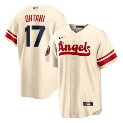 Men Los Angeles Angels 17 Shohei Ohtani 2022 Cream City Connect Cool Base Stitched Jerseys