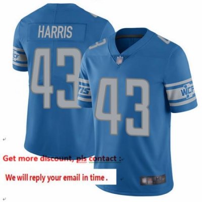 Lions 43 Will Harris Blue Team Color Men Stitched Football Vapor Untouchable Limited Jersey