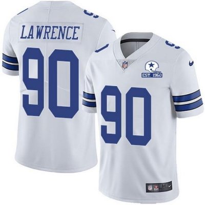 Nike Cowboys 90 DeMarcus Lawrence White Men Stitched With Established In 1960 Patch NFL Vapor Untouchable Limited Jersey