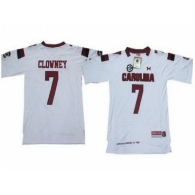 Under Armour South Carolina 7 Javedeon Clowney White New Style Jerseys with New SEC Patch