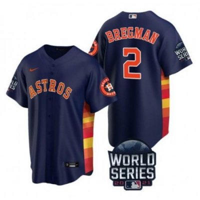 Men Houston Astros 2 Alex Bregman 2021 Navy World Series Cool Base Stitched Baseball Jersey