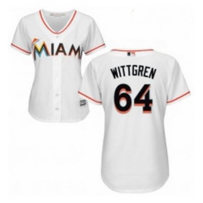 Womens Majestic Miami Marlins 64 Nick Wittgren Authentic White Home Cool Base MLB Jersey