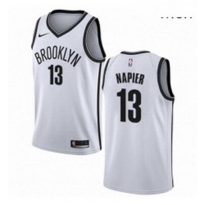 Mens Nike Brooklyn Nets 13 Shabazz Napier Swingman White NBA Jersey Association Edition