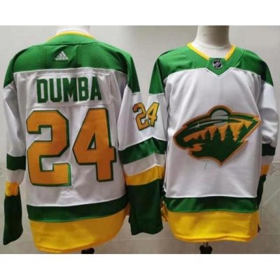 Men Minnesota Wild 24 Matt Dumba White 2020 21 Reverse Retro Adidas Jersey