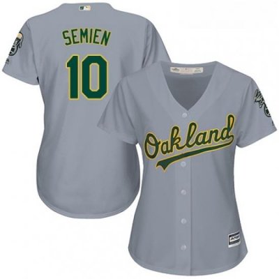 Womens Majestic Oakland Athletics 10 Marcus Semien Replica Grey Road Cool Base MLB Jersey